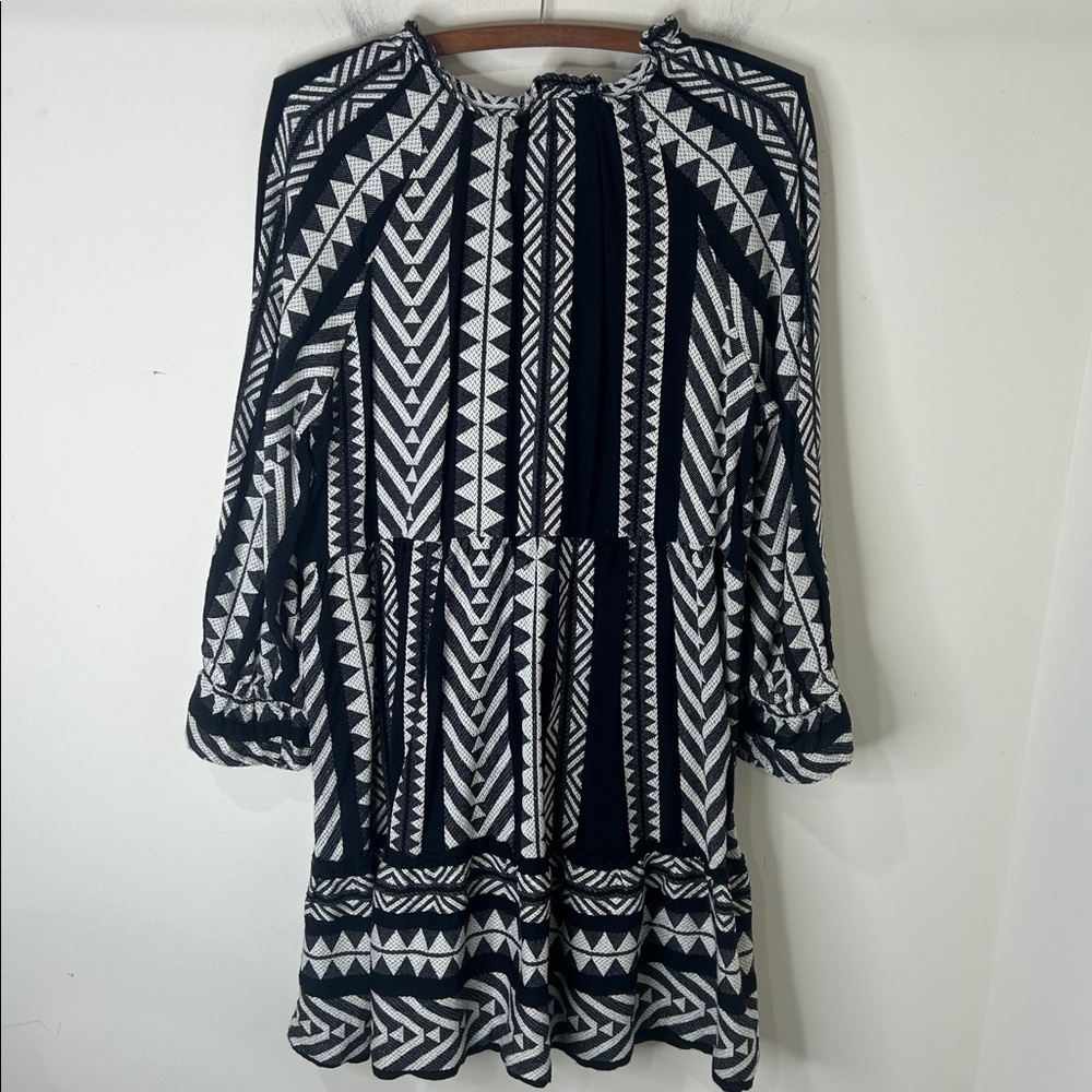 ANTHROPOLOGIE Dominique Tunic Dress Boho Black White Size Small Petite - Picture 6 of 16